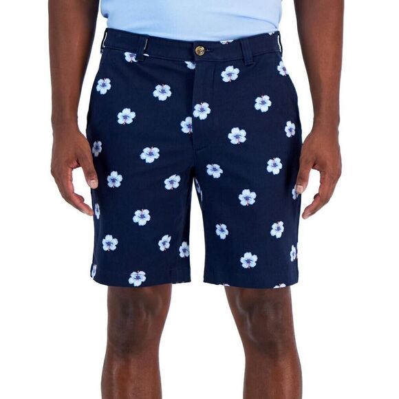 Club Room Mens Tommy Classic-Fit Hibisc Bermuda Shorts Navy Blue Combo Size 42 - Picture 1 of 2